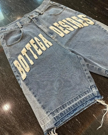 Shorts Denim Oversize imprimé BOTTEGA DESIRES