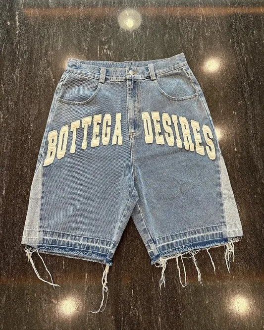 Shorts Denim Oversize imprimé BOTTEGA DESIRES