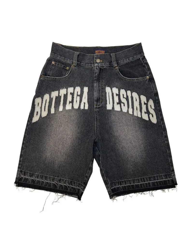 Shorts Denim Oversize imprimé BOTTEGA DESIRES